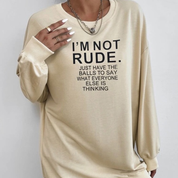 Cream Colored Drop Shoulder Sweatshirt (Funny Saying) - Picture 3 of 6